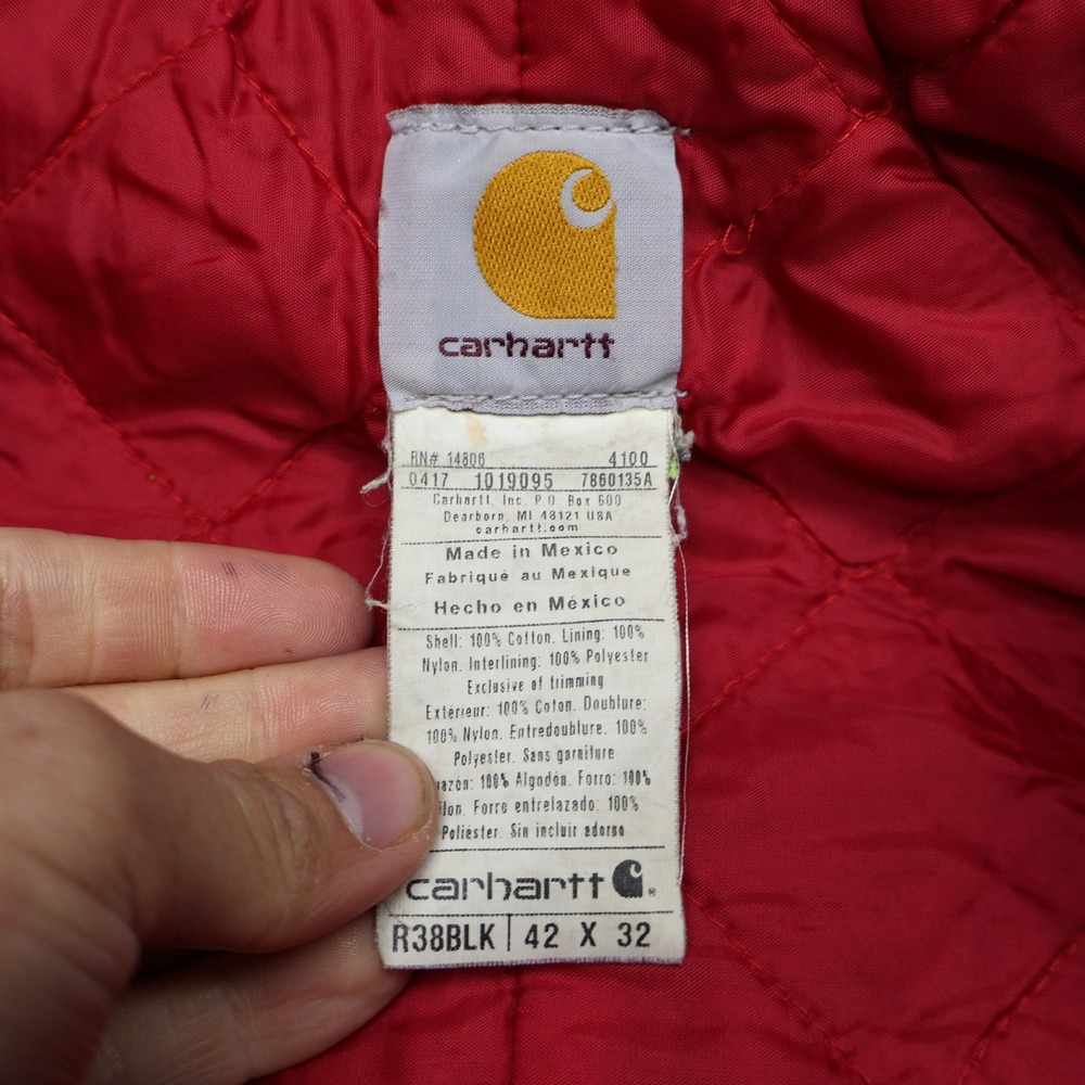 Carhartt Bib‎ Overalls Men 42x32 Black Firm Duck Insulated Quilt Lined Work R38 - Picture 8 of 12